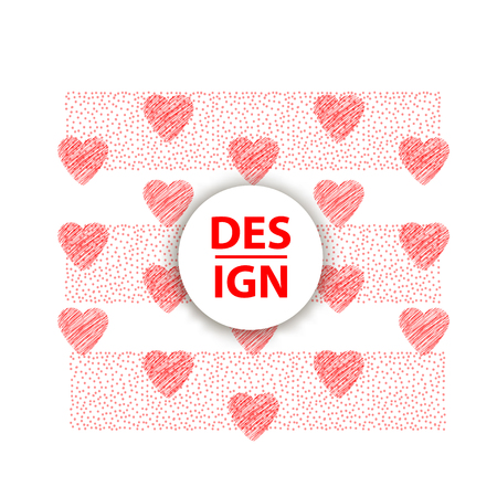 Background with red hearts and dots. Template for card, banner, poster. Vector illustrationのイラスト素材
