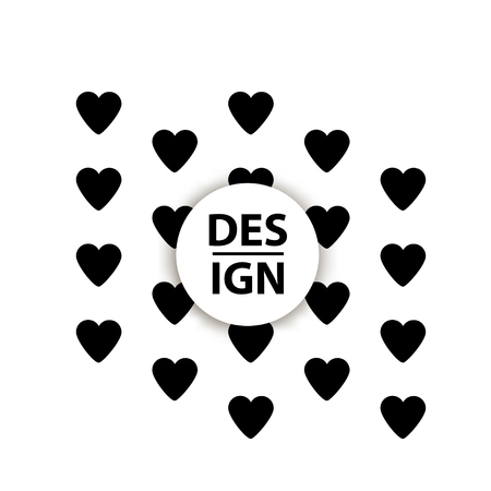 Background with black hearts. Template for card, banner, poster. Vector illustrationのイラスト素材