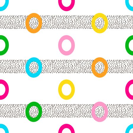 Seamless pattern with colorful numeral zero on the white background.  Vector illustrationのイラスト素材
