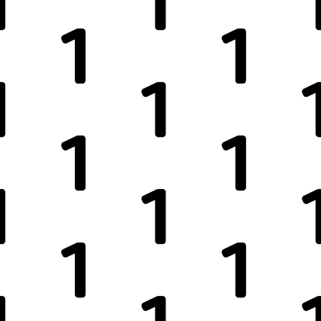 Seamless pattern with numeral one on the white background.  Vector illustrationのイラスト素材