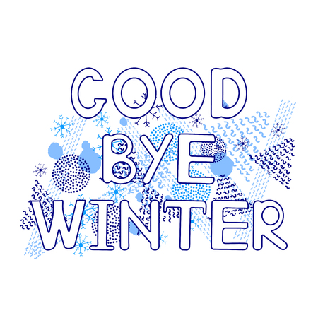 Goodbye winter, geometric figures, snowflakes on the white background. Vector illustrationのイラスト素材