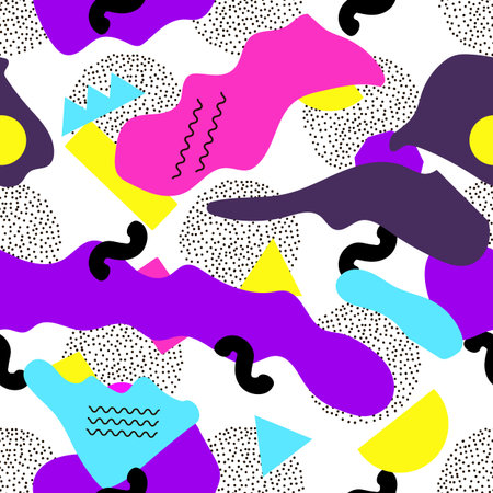 Seamless pattern. Geometric background. Memphis style. 80s years. Vector illustrationのイラスト素材