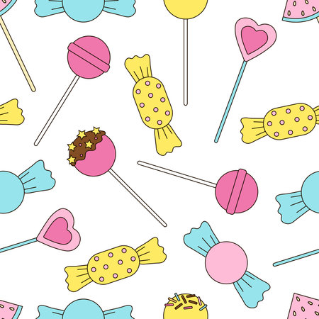 Candy seamless pattern. Lollipops background. Sweets. Colorful candies.のイラスト素材