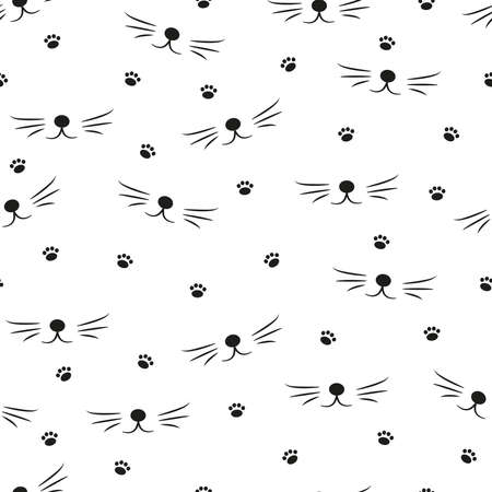 Cat seamless pattern. Animal footprint. Vector illustration.のイラスト素材