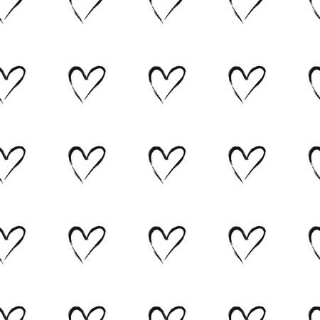 Heart seamless pattern. Love digital paper. Black and white. Vector illustration.のイラスト素材