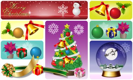 A Christmas Card Featuring Various Christmas Landscapes.の写真素材