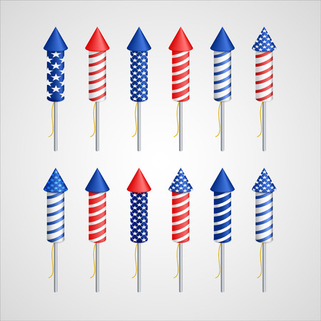 American Independence Day. Holiday rocket set. EPS 10のイラスト素材