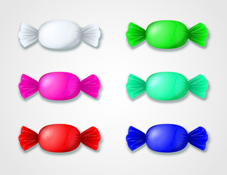 set of colored candies in wrappers. のイラスト素材