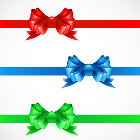 Set of gift bows with ribbons. Red, green and blue color. EPS 10のイラスト素材