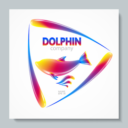 Luxury image logo Rainbow Dolphin. To design postcards, brochures, banners, logos, creative projects.のイラスト素材