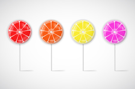 Realistic Sweet Lollipop Candy Set on White Background. Illustration. EPS 10のイラスト素材