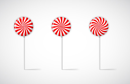 Realistic Sweet Lollipop Candy Set on White Background. Illustrationのイラスト素材
