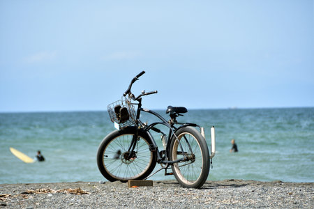 Beach cruiser, Shonan sandy beach and sea.