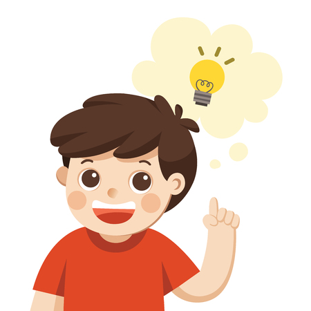 Learning and Growing Children. A Cute Boy thinking.のイラスト素材