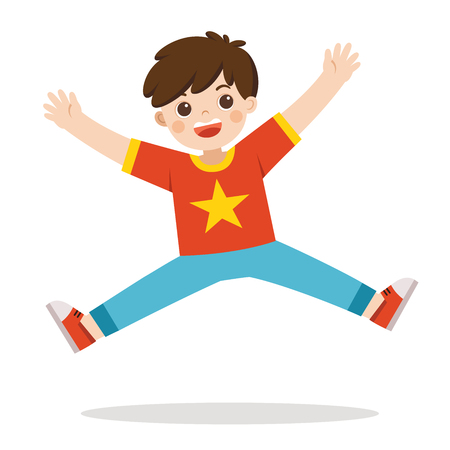 A boy jumping on the background. Vector illustration.のイラスト素材