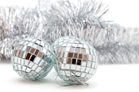 Christmas shiny balls and garlands for decorationの写真素材