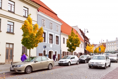 Vilnius, Lithuania  October 24, 2012 - beautiful ancient street in the center of Vilniusのeditorial素材