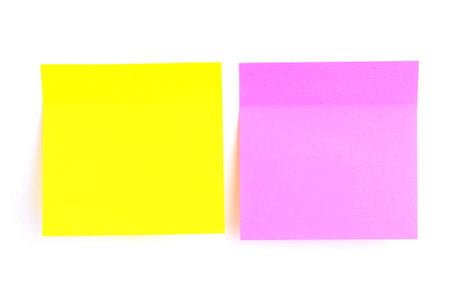 colored sheets for recording, yellow and pink stickers