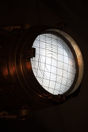 Vintage powerful spotlight for work in a film studio or professional photo studio