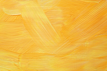 Wooden planks with yellow acrylic paint strokes. Art background and textureの写真素材