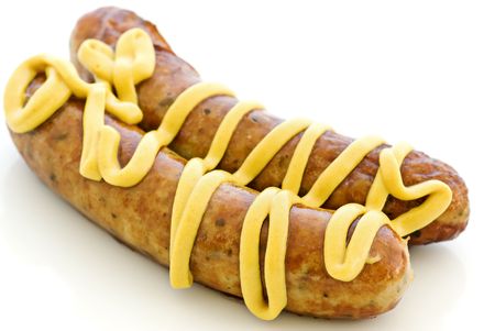 Bratwurst with Mustardの写真素材