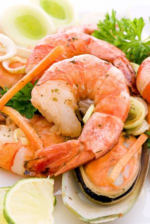 Mussels and Prawnsの写真素材