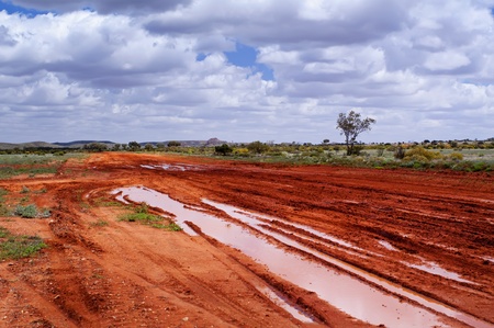 Muddy Road Conditions at an Off Road Trackの写真素材