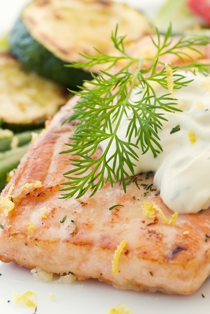 Salmon with vegetableの写真素材