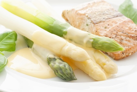 Asparagus with Wild Salmonの写真素材