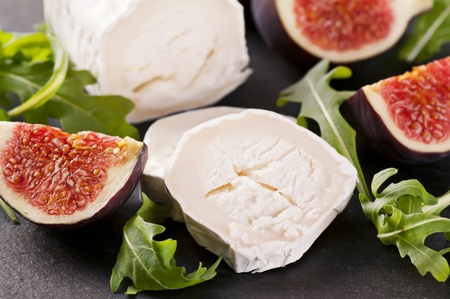 Goat cheese with rucola and figの写真素材