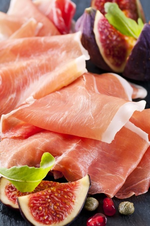 Prosciutto with figs and rucolaの写真素材