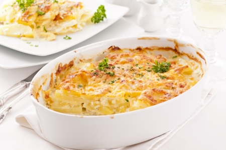 potato gratin with cream and cheeseの写真素材