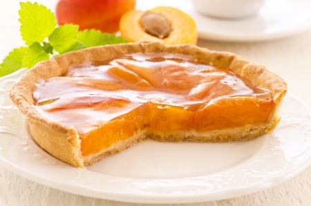 tart iwth fresh apricotsの写真素材
