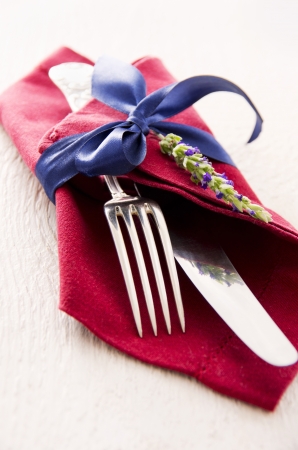cutlery with napkinの写真素材