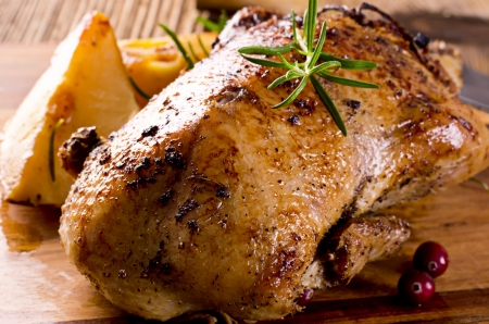 roasted duck on the boardの写真素材