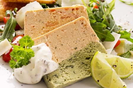 salmon pastete with rocket saladの写真素材