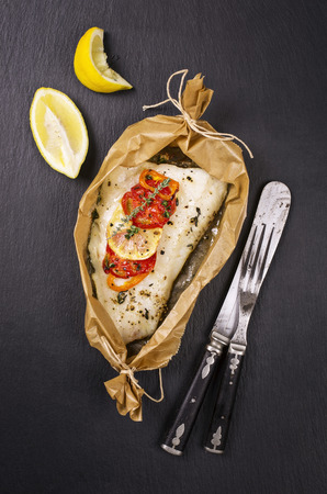 fish oven bakedの写真素材