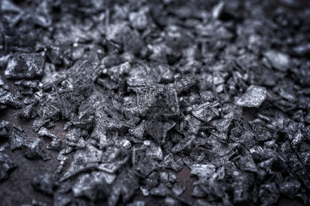 Traditional gourmet pyramid salt flakes offered as close-up on a rustic black boardの写真素材