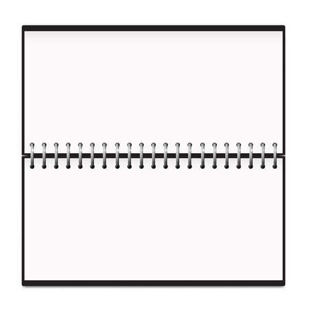 Calendar horizontal mockup. Vector illustration. White spread template on metal spring. Blank opened notepad image. Graphic diary for education, business, market, promotional and advertising materialsのイラスト素材