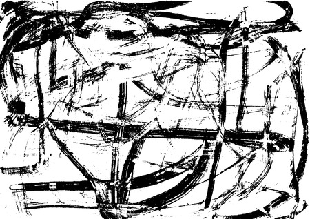 Grunge urban ink texture on paper hand brushed. Abstract vintage monochrome print. Vector illustration. Dash and scratch. Overlay, multiply black and white filter.のイラスト素材