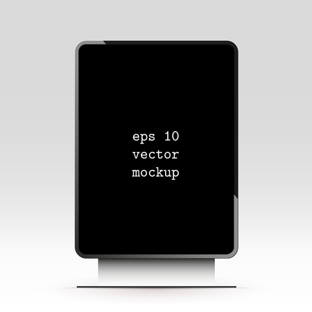 Clear billboard lightbox mockup on gradient background. Vector illustration. Black screen in frame. Outdoor advertising. Vertical template advertisement. Realistic design with light and shadow.のイラスト素材