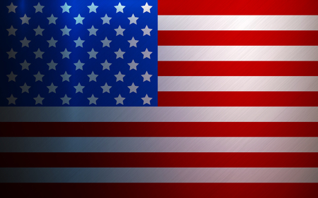 United States of America flag on metallic texture background. Vector illustration. American symbol grunge metal surface. National backdrop for print, banner, web, application, poster.のイラスト素材