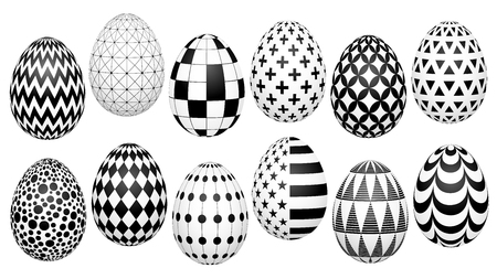 stylish set of Easter eggs with a geometric pattern for the background, design, advertising, packaging, screensaver, ideas. vectorial sketch number twoのイラスト素材