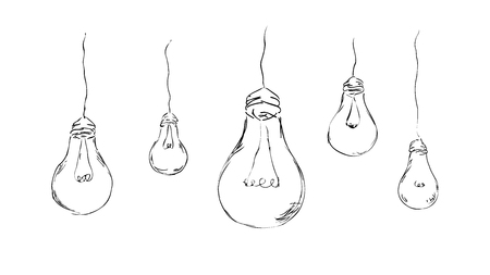 stylish, painted light bulbs for background, interior, design, advertising, ideas, icons, web. vector sketchのイラスト素材