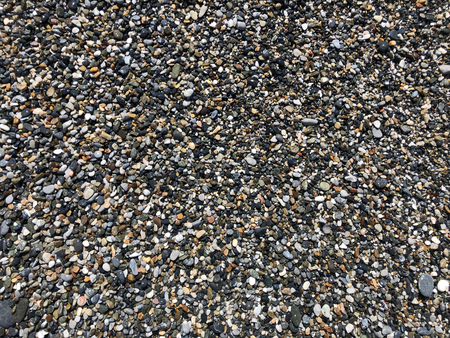 The Mediterranean coast is strewn with small and large pebbles.の写真素材