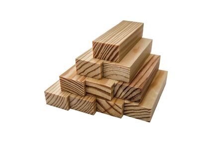 Wooden bars for a board game in a tower. Puzzles . Little pyramid on a white background.の写真素材