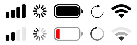 Symbols notify about discharging, connecting and loading.のイラスト素材