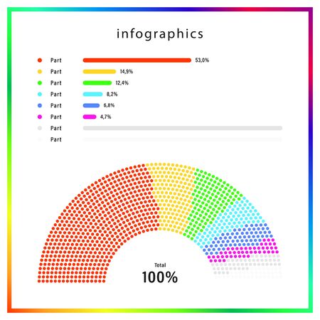 Convenient semicircular template for creating infographics, counting votes, presentations, reports.のイラスト素材