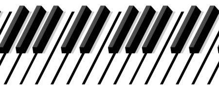 Black and white horizontal piano keyboard. Horizontal seamless pattern. For background, wide screensavers for your fantastic flight.のイラスト素材
