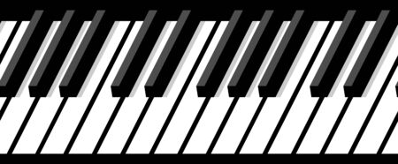 Black and white horizontal piano keyboard with shadow. Horizontal seamless pattern. For background, wide screensavers for your fantastic flight.のイラスト素材